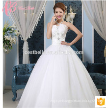 2017 vestido de casamento simples vestido de noiva frisado cristal fora ombro